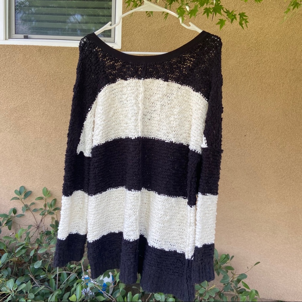 FREE PEOPLE black and cream knubby knit sweater - Picture 3 of 9